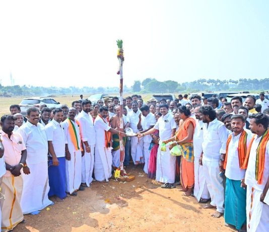 புதுக்கோட்டையில் வரும் ஜனவரி பிரதர் மோடி பங்கேற்கும் விழாவுக்கு முகூர்த்தகால் நடும் விழா!