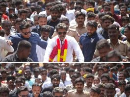 சிவகங்கை மாவட்டம் திருப்பத்தூர் காரைக்குடி தொகுதியில் சைக்கிள் ஓட்டி விஜய் பரப்புரைவிசில் சின்னத்திற்கு வாக்கு சேகரித்து அசத்தல்!