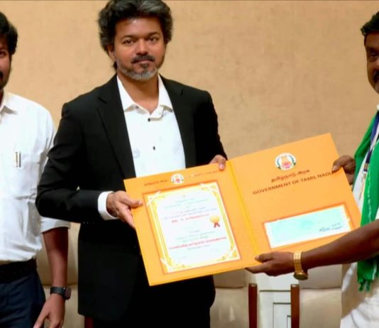 புதுக்கோட்டை மாவட்டம் திருவரங்குளத்தைச் சேர்ந்த சிறப்பாக செயல்பட்டு வரும் விவசாயிக்கு வேளாண்மை துறையில் மாநில அளவில் நம்ஆழ்வார் விருது!